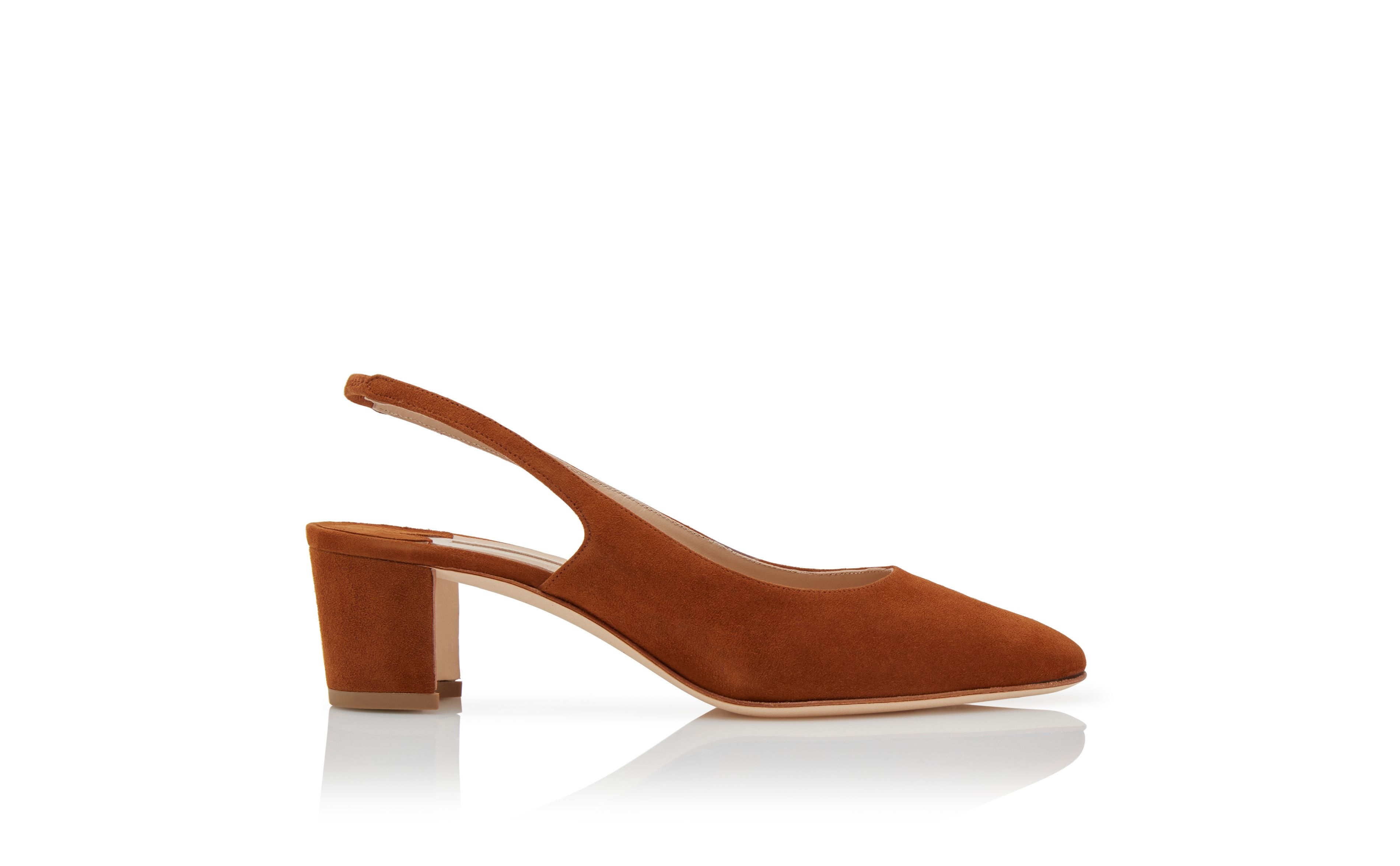 Brown Suede Slingback Pumps - 1