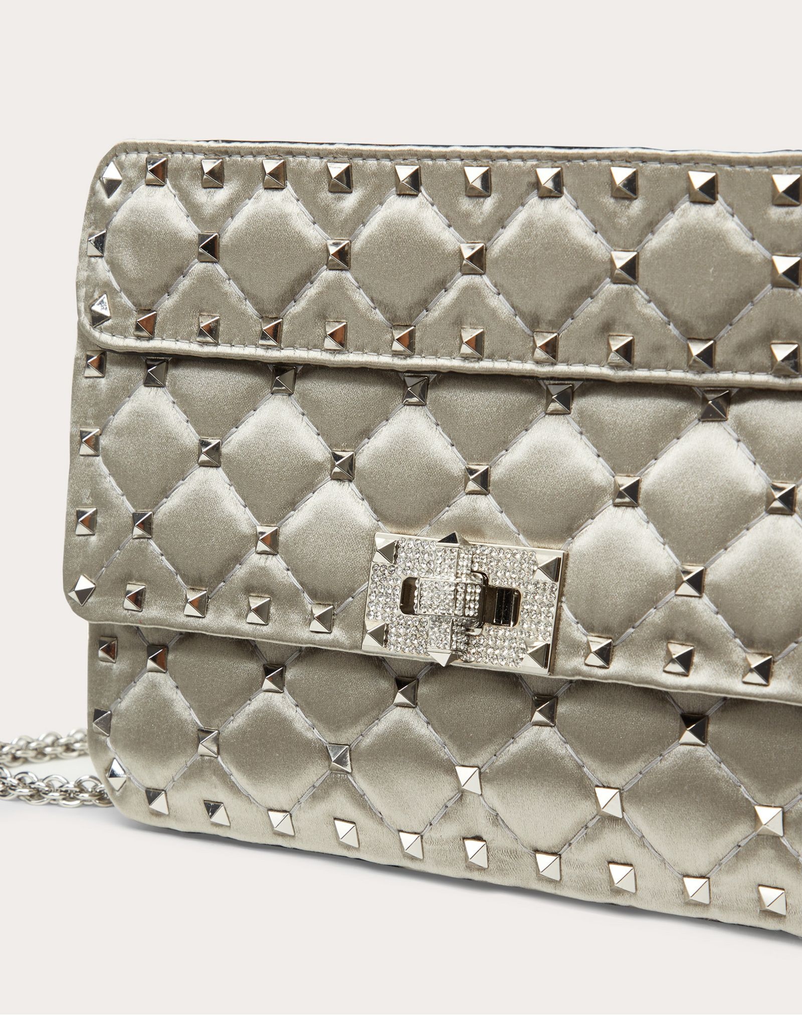 Small Spike.It Satin Chain Bag with Rhinestone Closure - 5