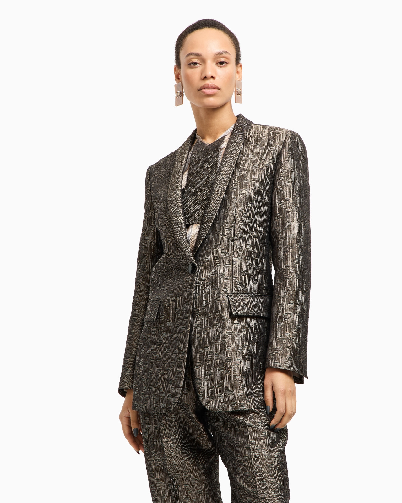 JACQUARD SILK AND WOOL SINGLE-BREASTED JACKET - 4
