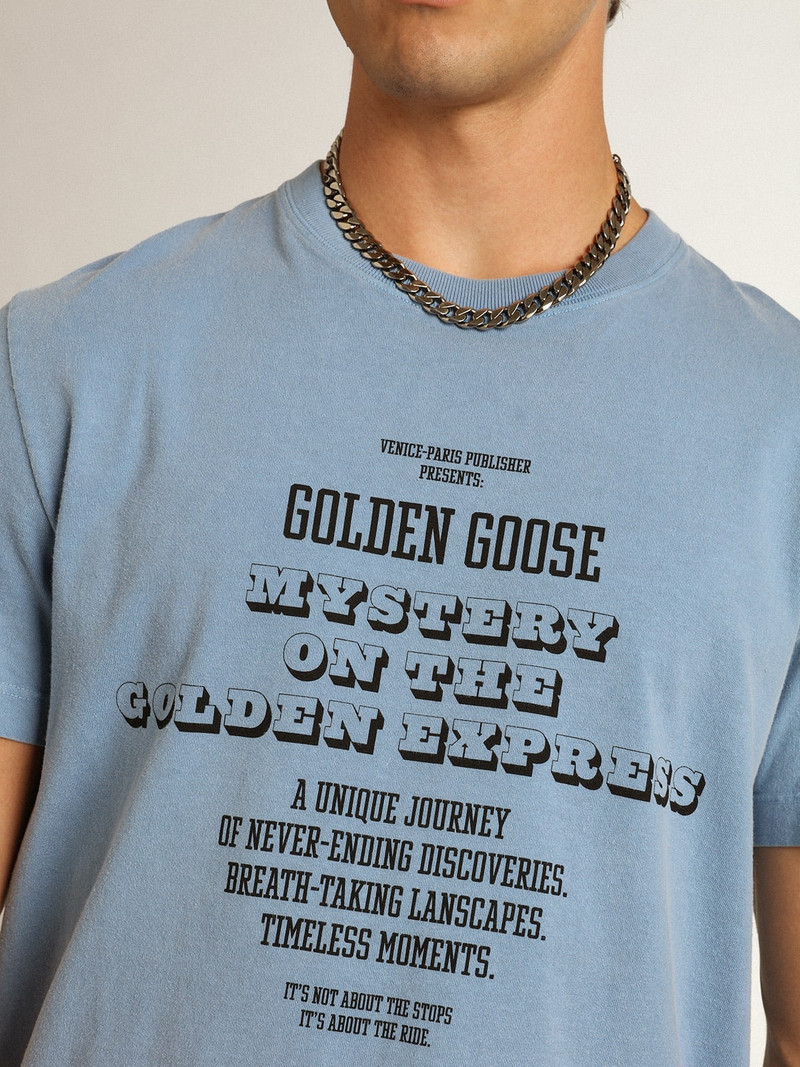 Harbor-blue Journey Collection T-shirt with contrasting black Golden Goose Mystery On The Golden Exp 5