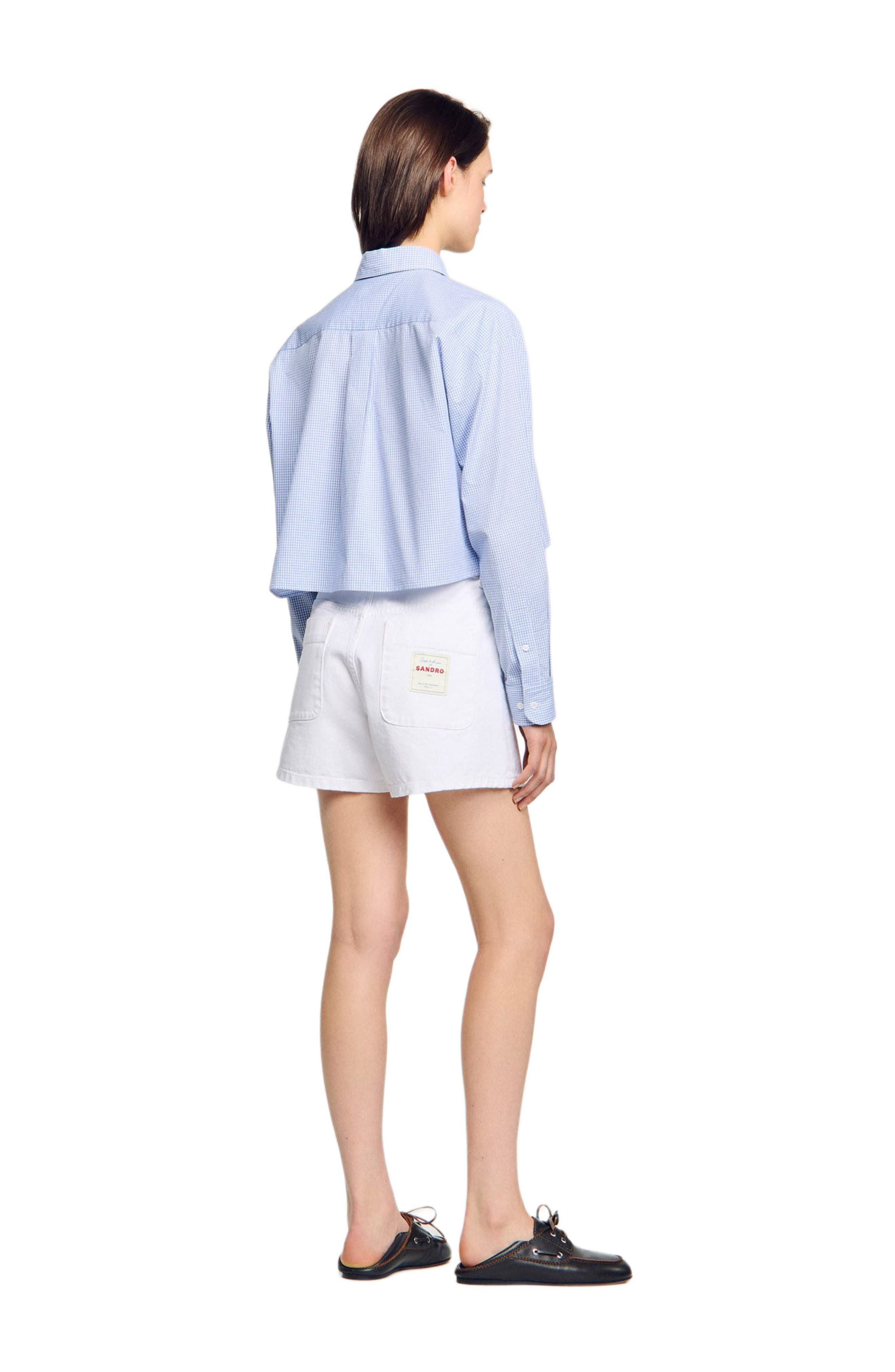 SANDRO Bow collar shirt in Ciel /Blanc at Nordstrom - 2