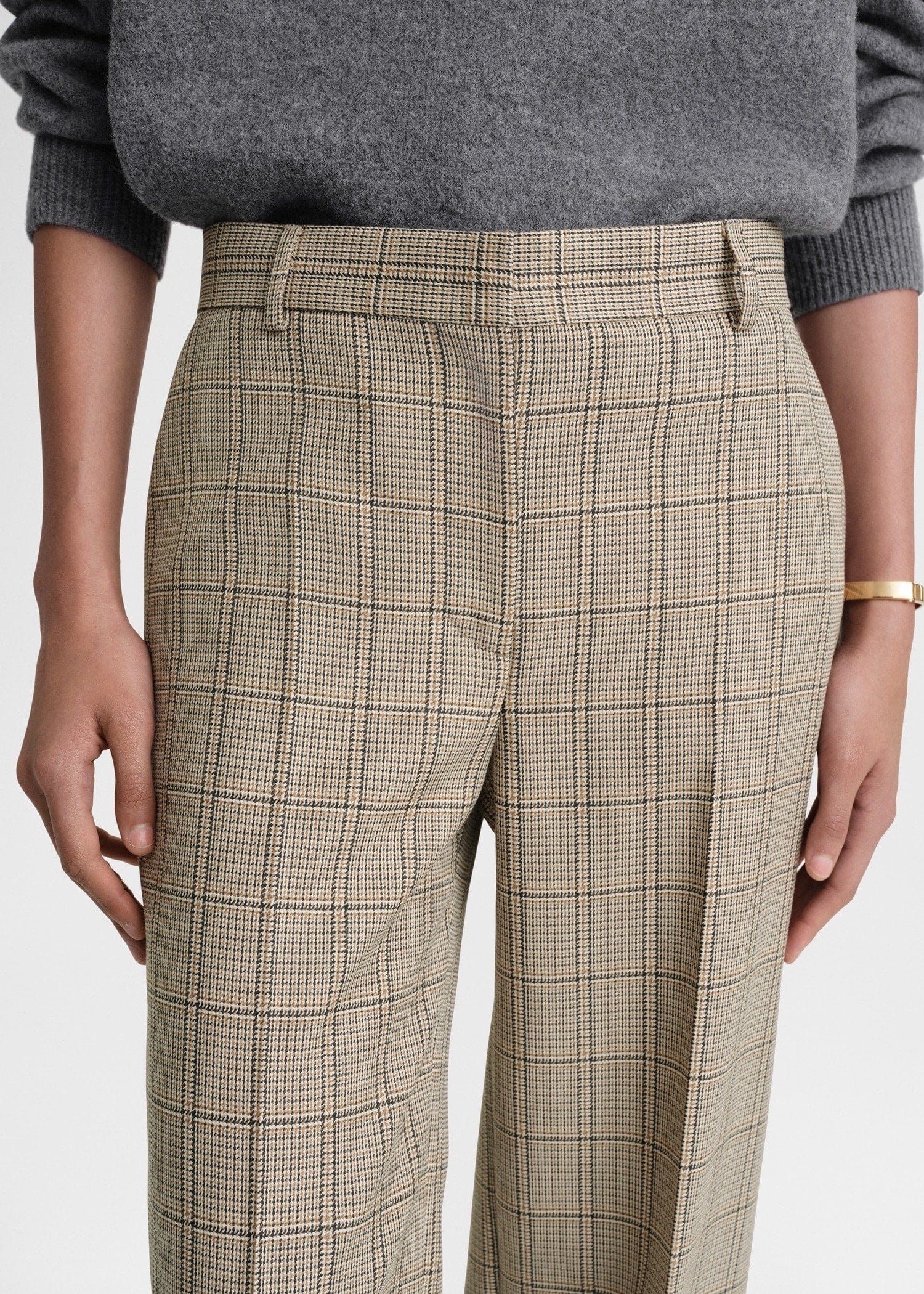 Windowpane-check suit trousers biscuit - 5