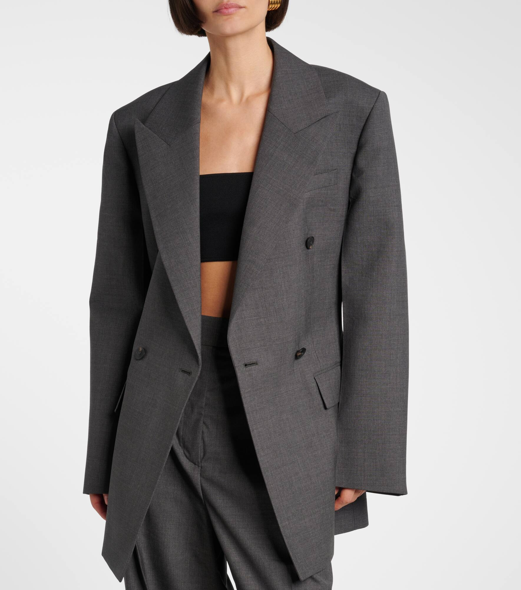 Hourglass double-breasted wool blazer - 7