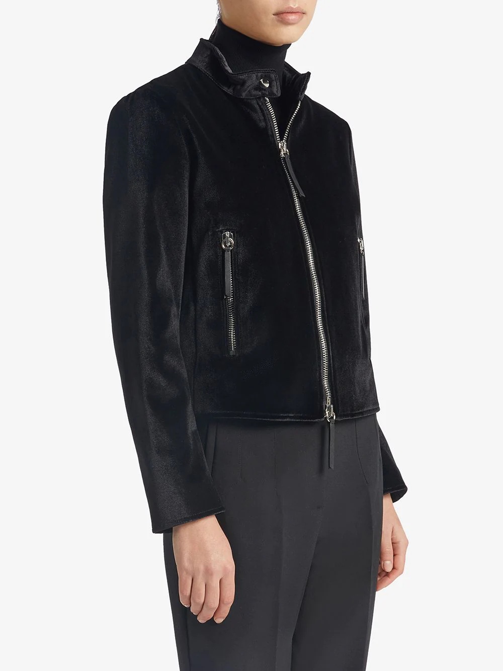 velvet zip-up jacket - 3