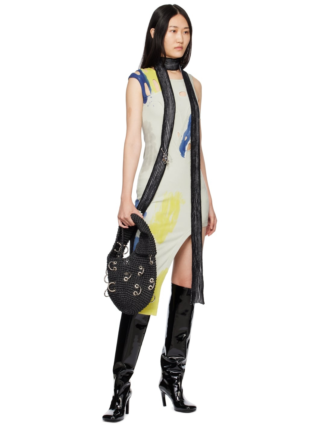 Taupe Cutout Midi Dress - 4