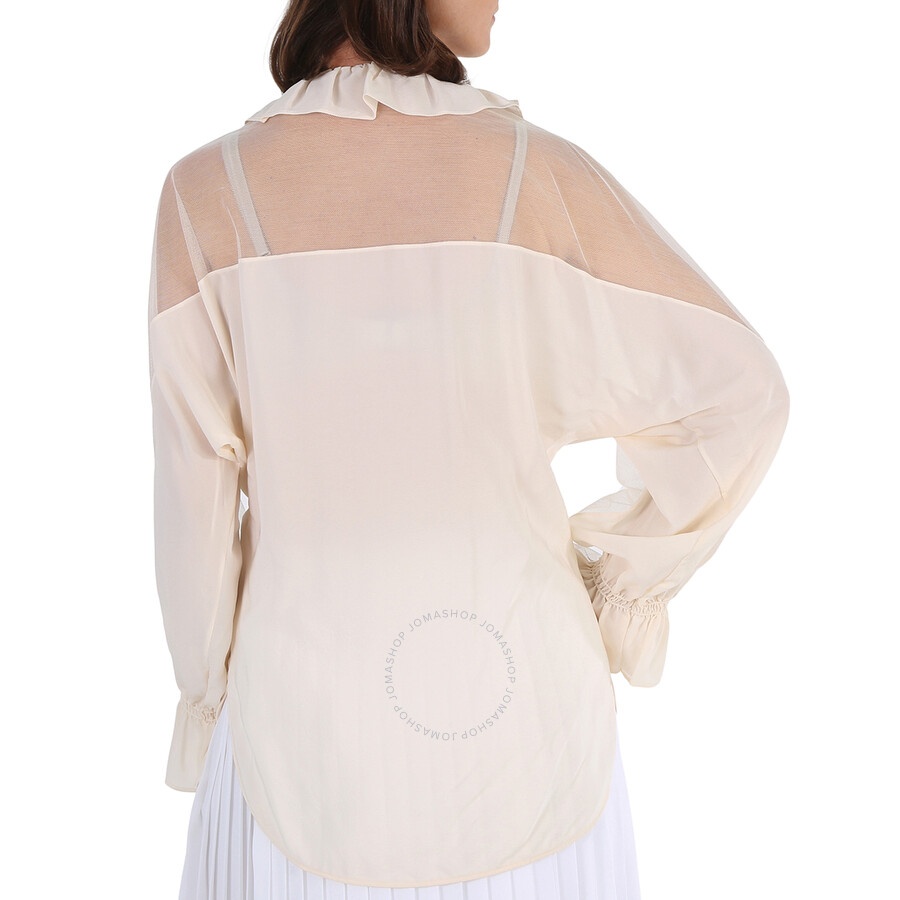 Stella McCartney Ladies Knit Tops Tops White Ruffle Top Cut Shld, Brand Size 40 (US Size 6) - 4