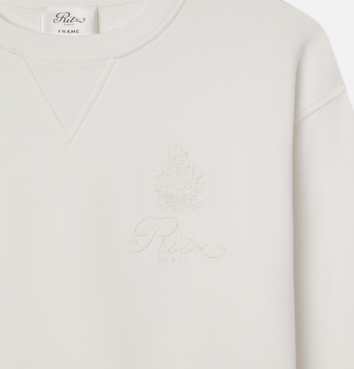 Ritz Unisex Tonal Logo Crewneck in Cream - 7