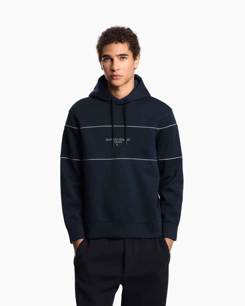 EMPORIO ARMANI DOUBLE-JERSEY HOODED SWEATSHIRT WITH 3D-EFFECT LOGO outlook