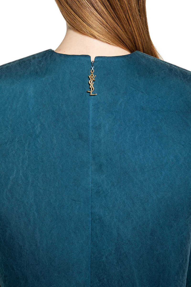 SAINT LAURENT Boxy Dress In Stonewash Silk Satin outlook