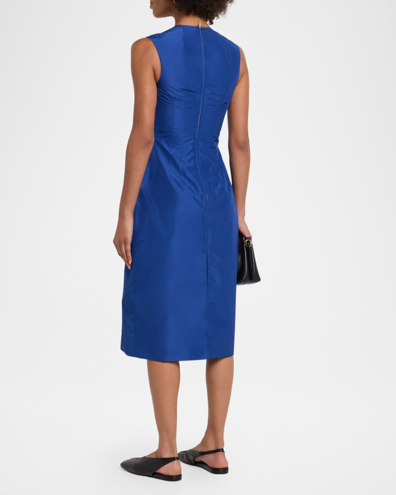 Sleeveless Structured Satin Midi Dress 3