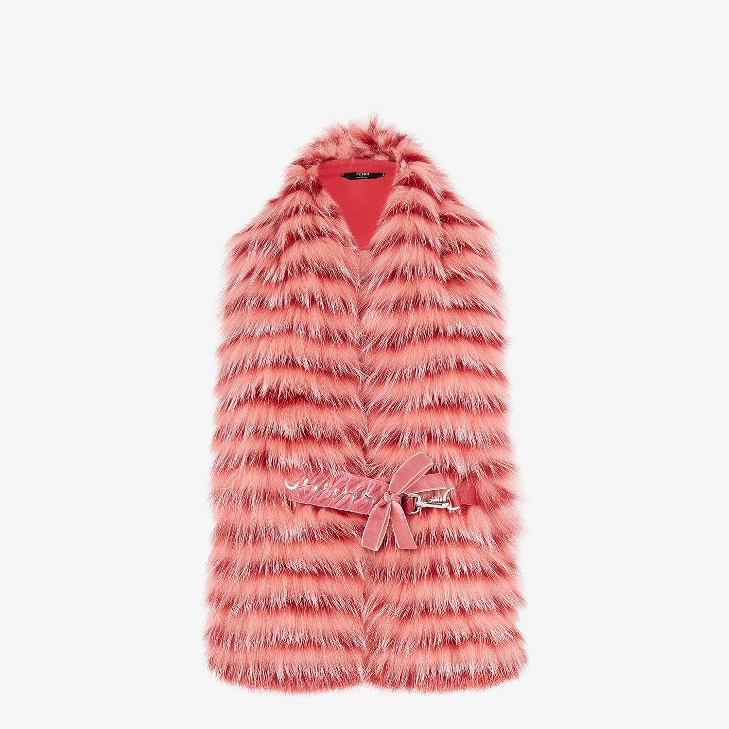 Pink fox fur collar - 1