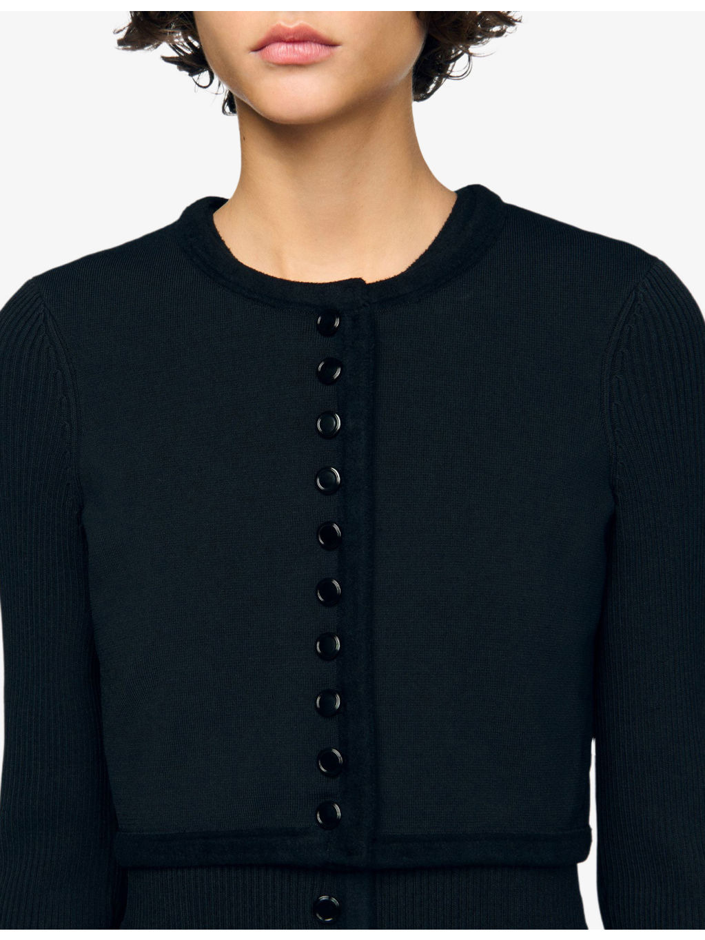Ribbed Cropped Knitted Cardigan - 5
