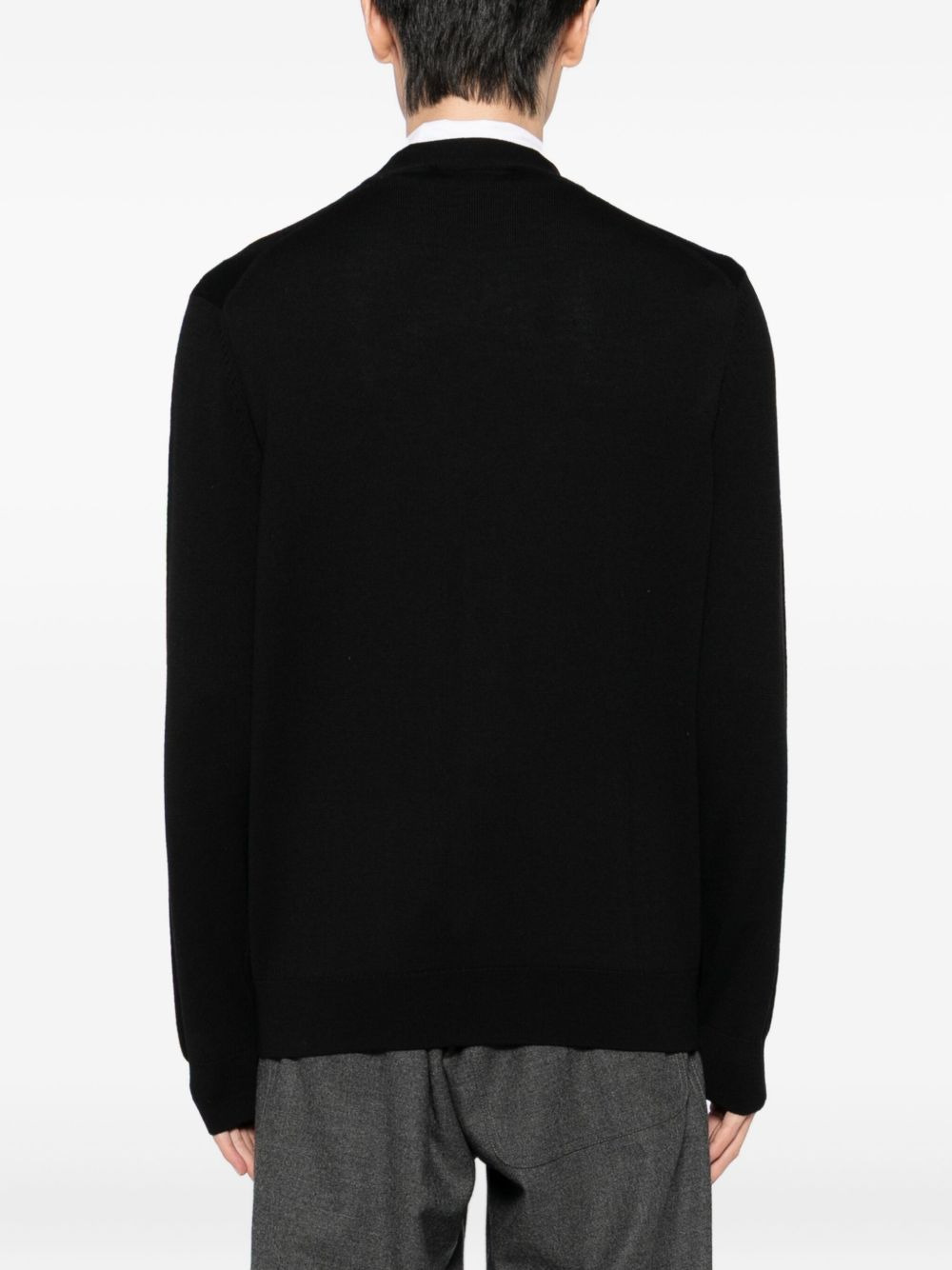 bold fox head patch cardigan - 4