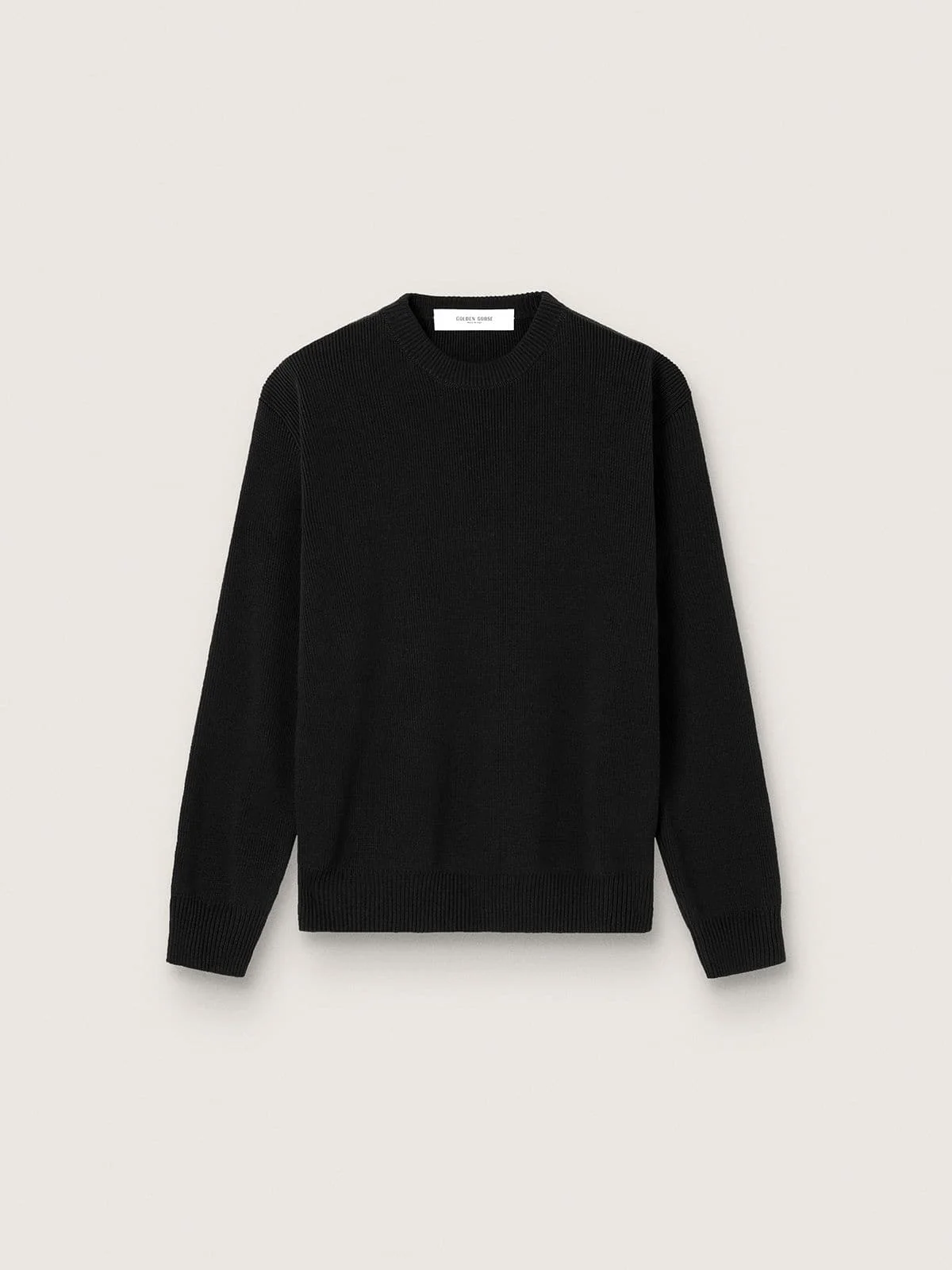 Men's black cotton crew-neck sweater - 1