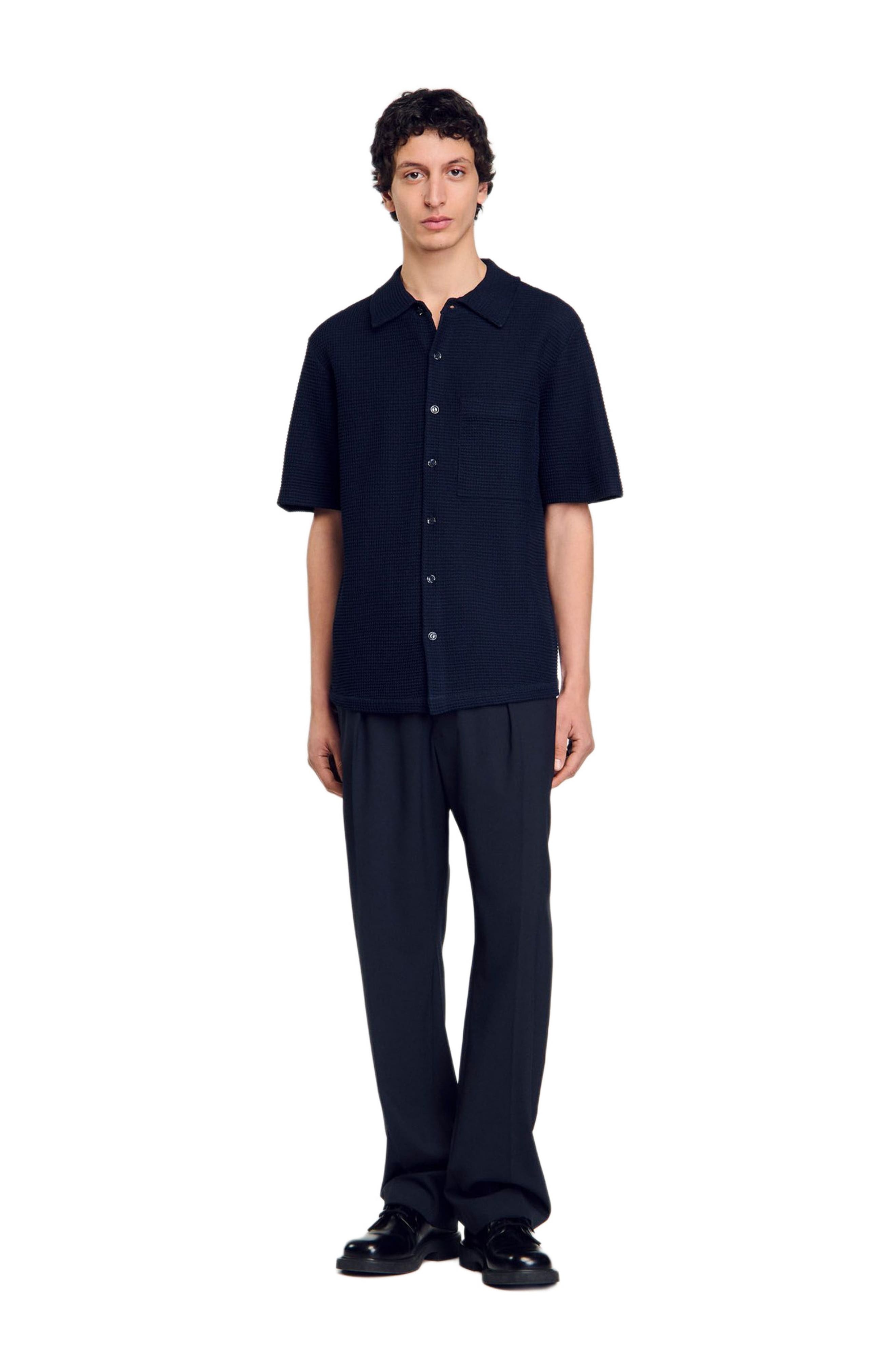 SANDRO Waffled shirt in Midnight Blue at Nordstrom - 1