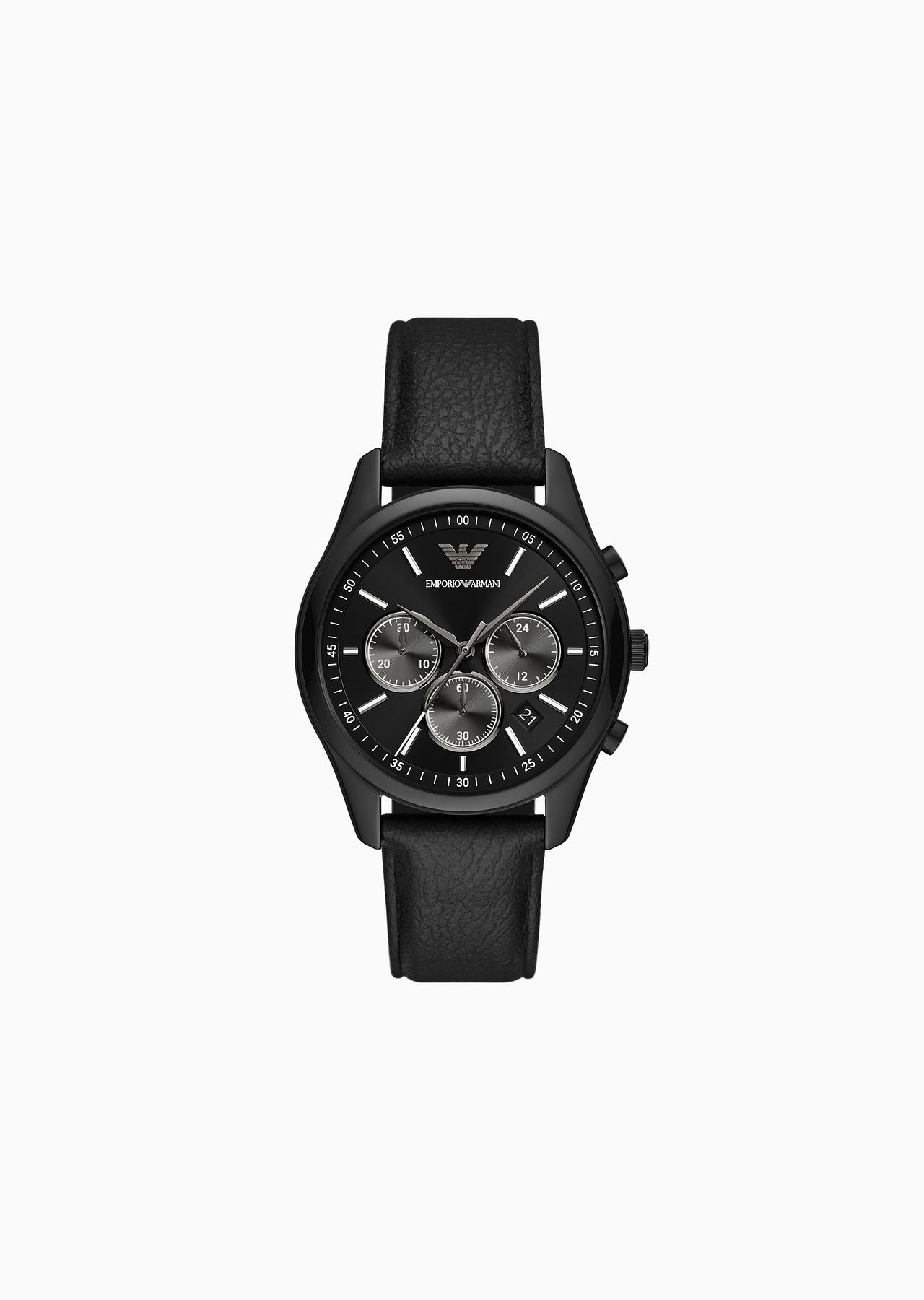 Chronograph Black Leather Watch - 1