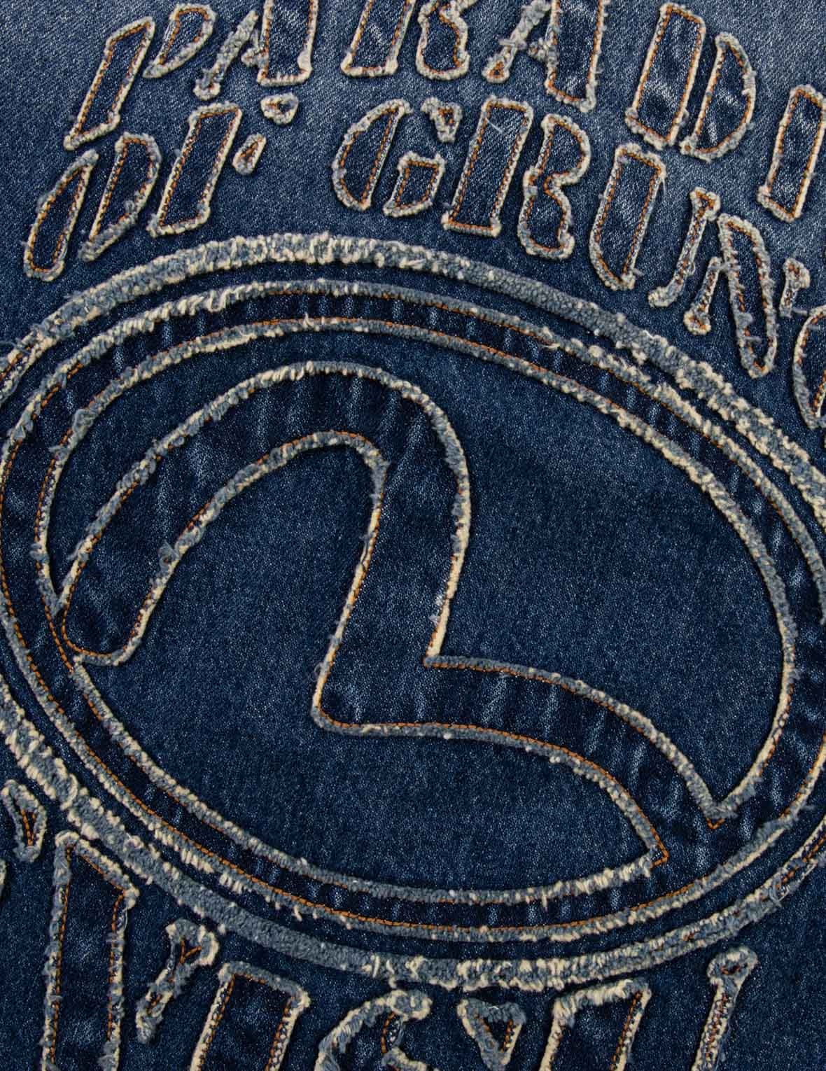 GRUNGE STYLE LOGO AND SEAGULL APPLIQUÉ RELAX FIT DENIM SHIRT - 7