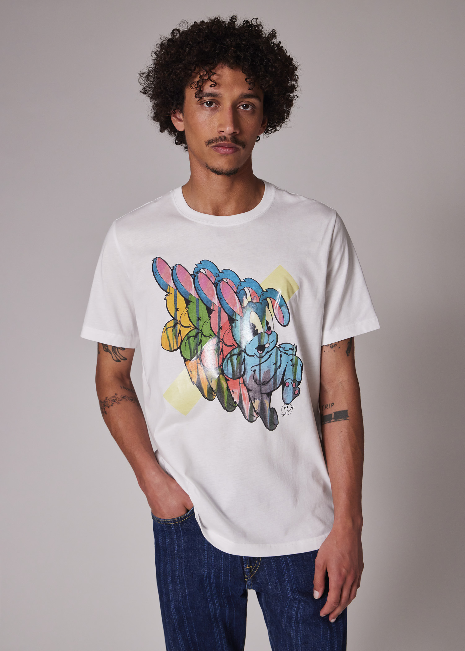 White 'Bunny Repeat' Print T-Shirt - 5