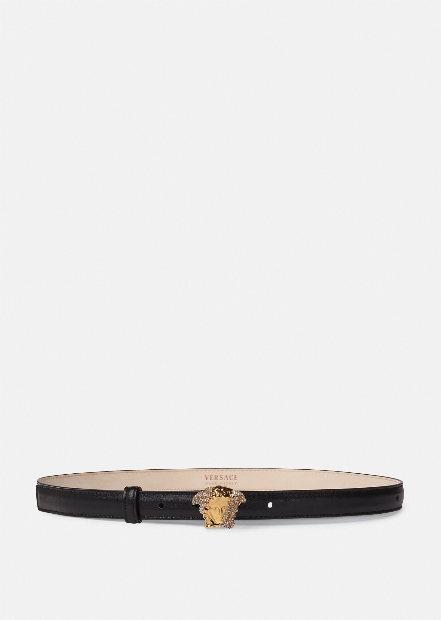 Crystal La Medusa Thin Leather Belt - 1