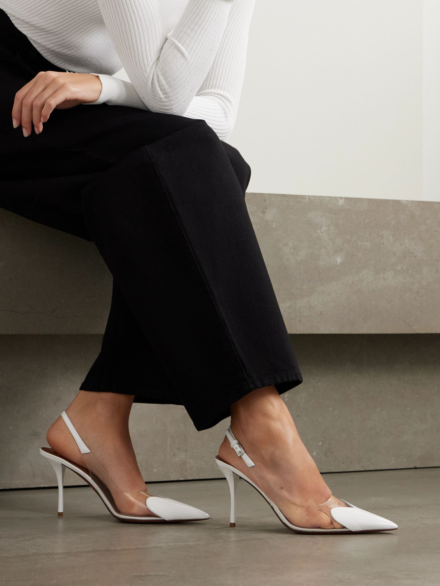 Le Cœur leather and PVC slingback pumps White - 2