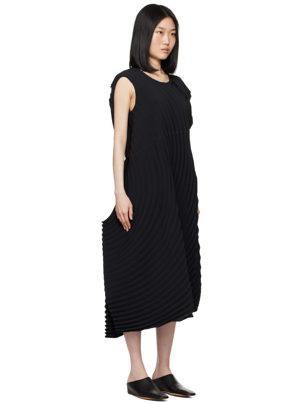 Black Resonant Pleats Maxi Dress - 2