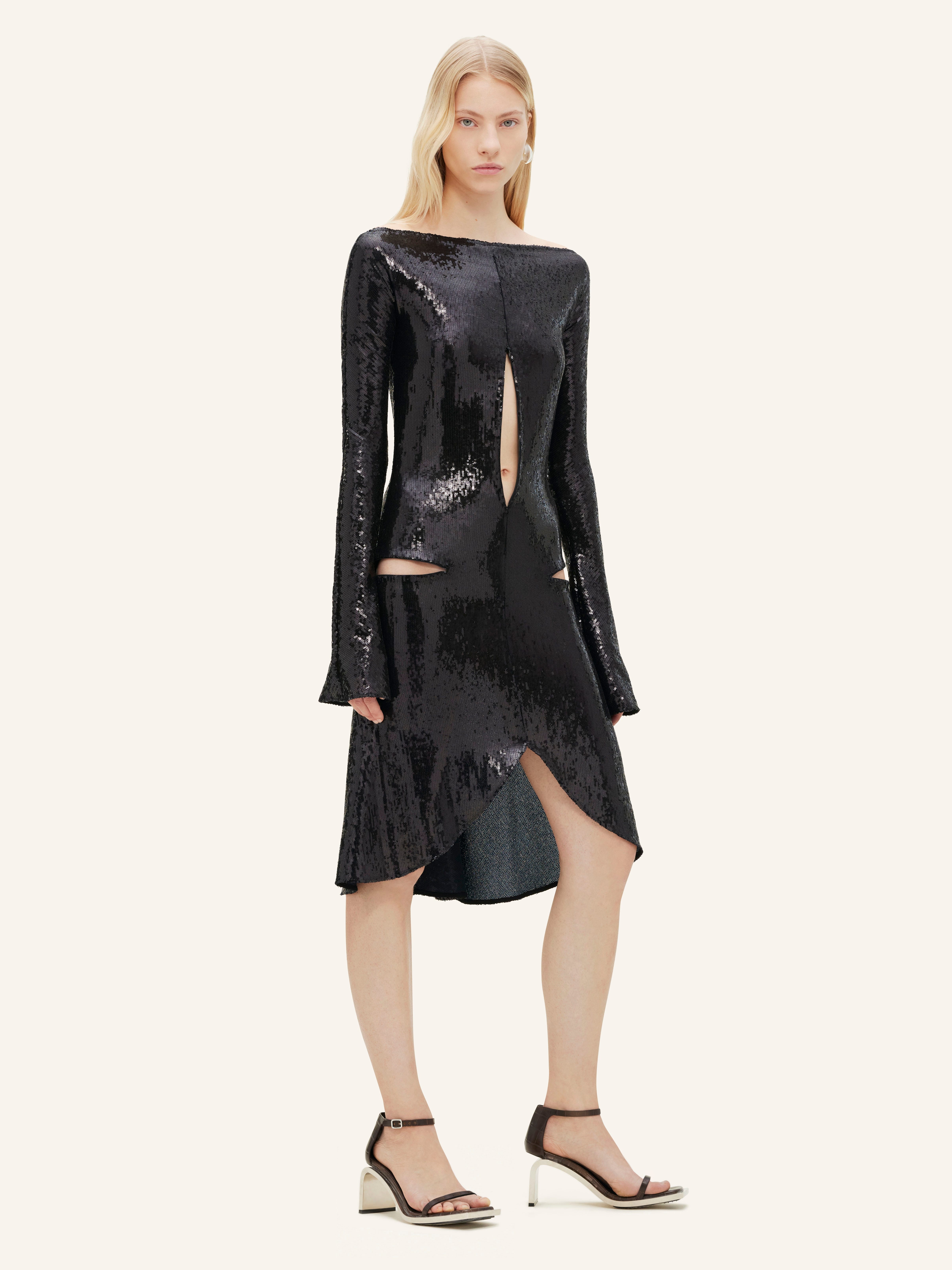 ZIPPED ELLIPSE GLITTER DRESS - 4