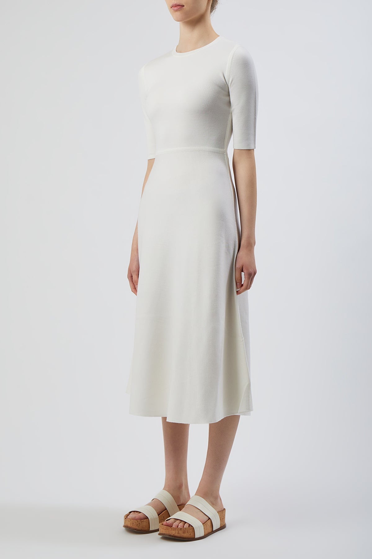Seymore Knit Dress in Ivory Cashmere Wool with Silk - 3