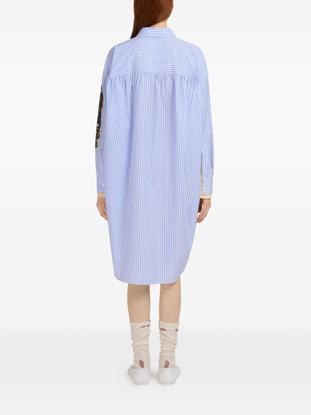 graphic-patches striped shirt dress - 4