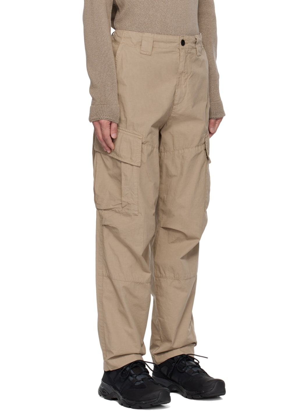 Beige Garment-Dyed Cargo Pants - 2