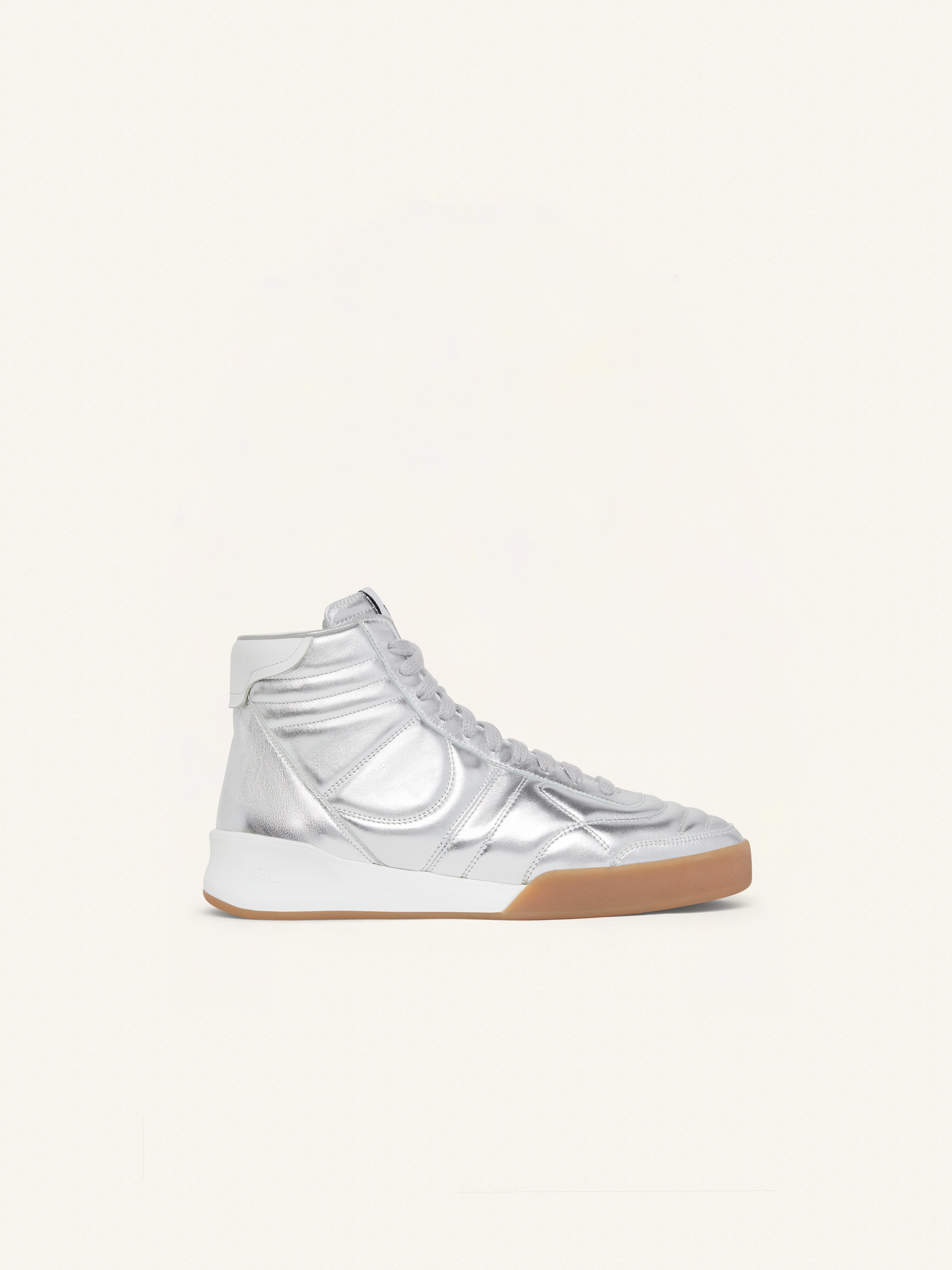 CLUB02 MID SILVER LEATHER SNEAKERS - 1