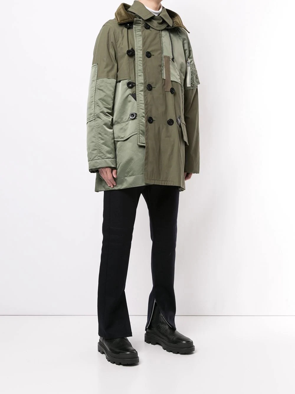 double-breasted panelled coat - 3