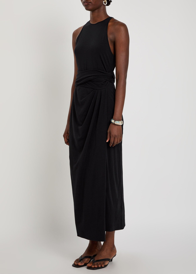 Another Tomorrow Another Tomorrow Sarong-effect Jersey Midi Dress outlook