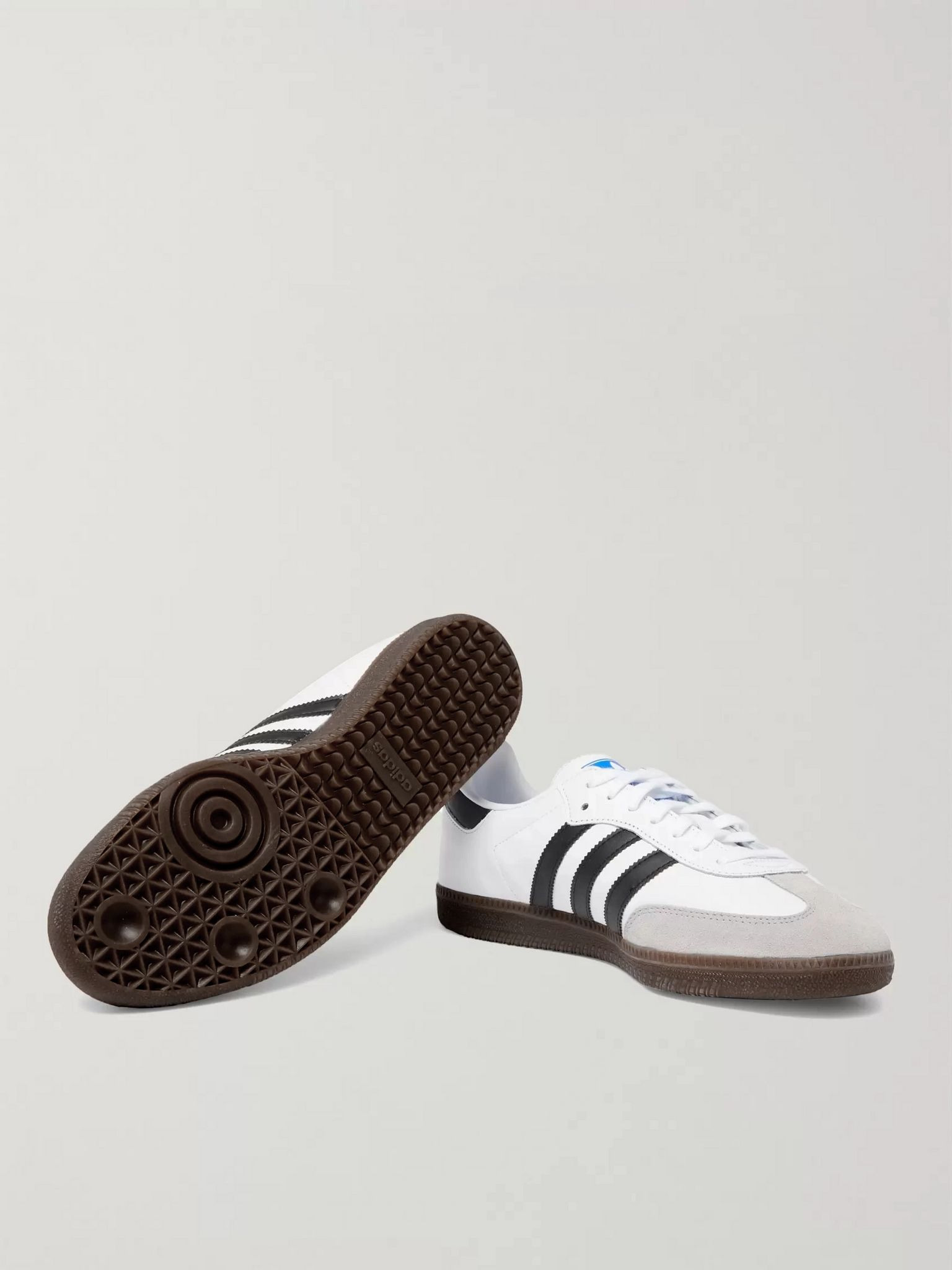 Samba Suede-Trimmed Leather Sneakers White - 7
