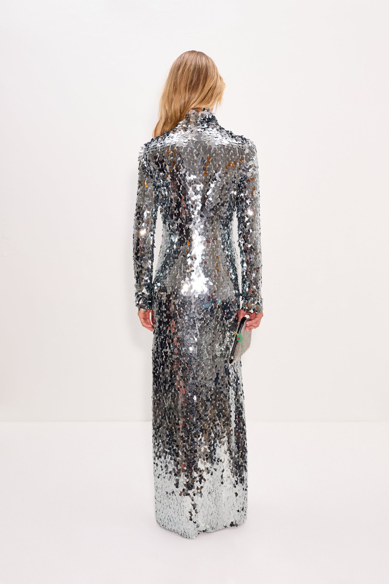 Sculpty Sequin Dress In Satellite Silver 4
