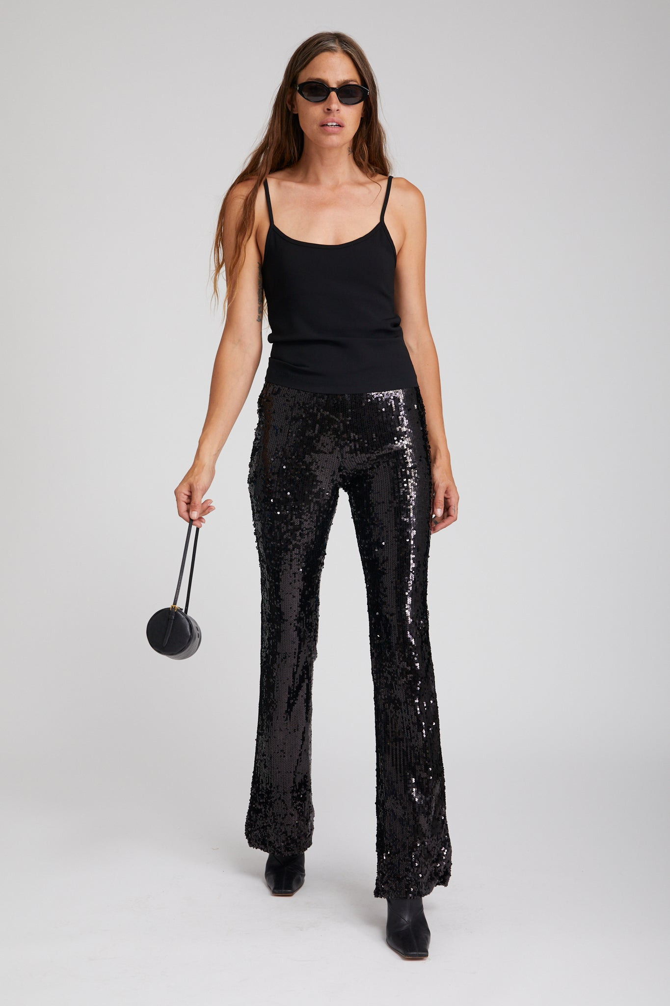 BLACK CREPE SCOOP NECK CAMI - 2