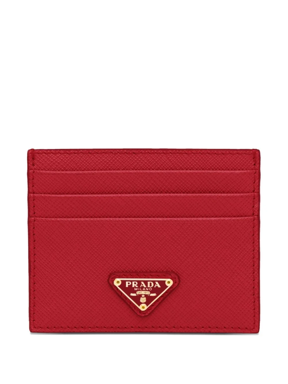 triangle-logo saffiano leather card holder - 1