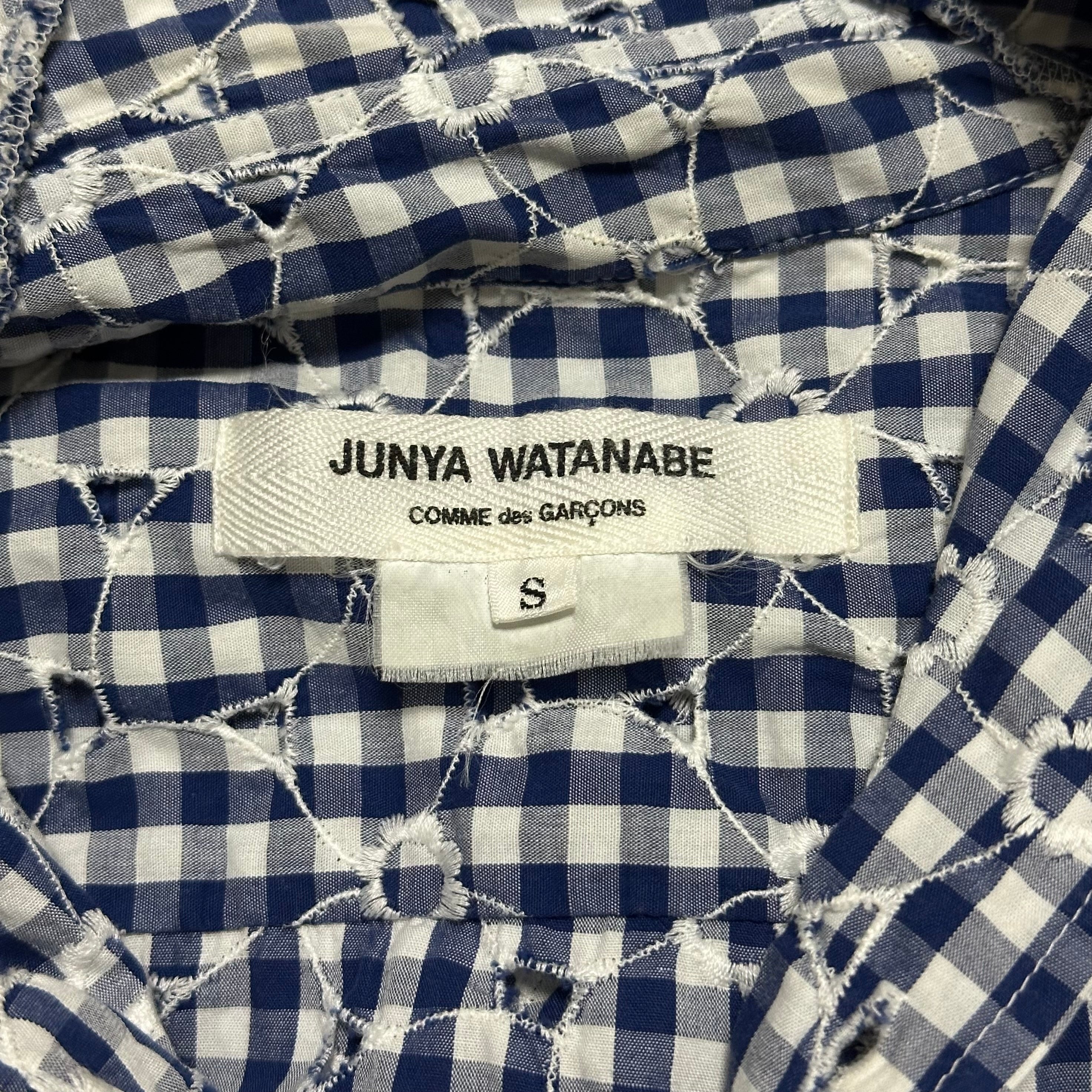 JUNYA WATANABE Spring Summer 2009 Embroidered Gingham Checkered Three-Quarter Sleeve Shirt - 5