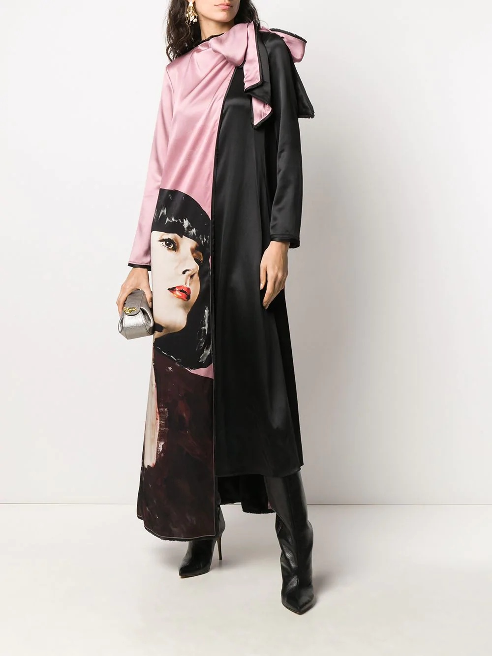 printed long-sleeved maxi dress - 2