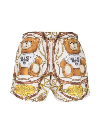 Moschino logo teddy print swim shorts outlook