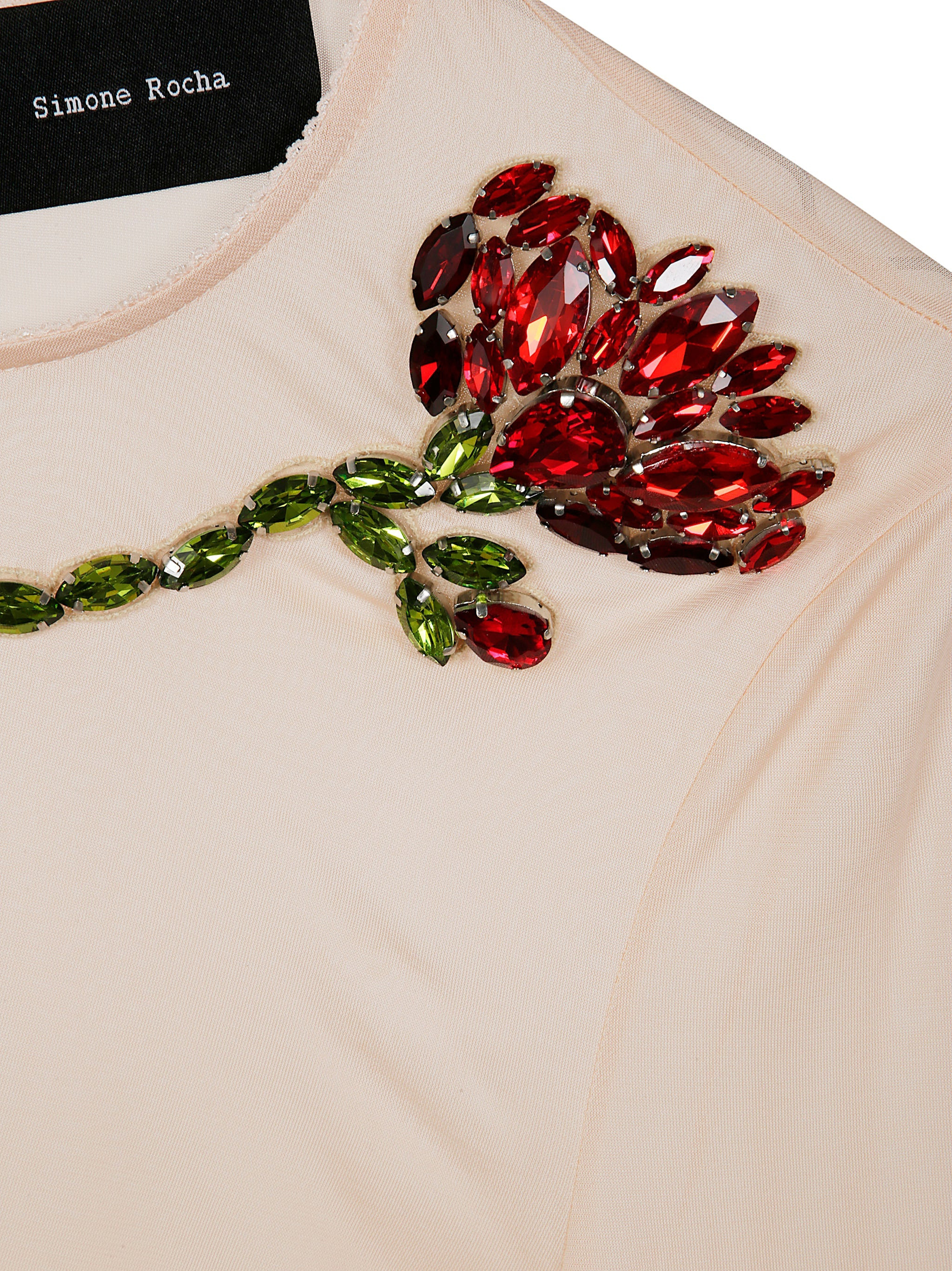 Simone Rocha Women Sheer Fitted Ballet Mesh Top With Embroidered - 3