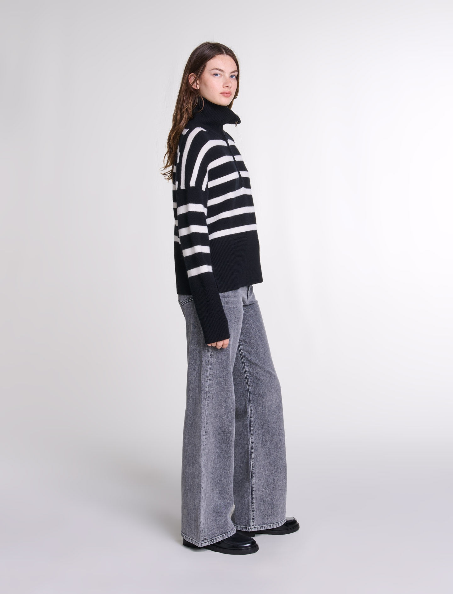 Stripe print high-neck jumper - 3