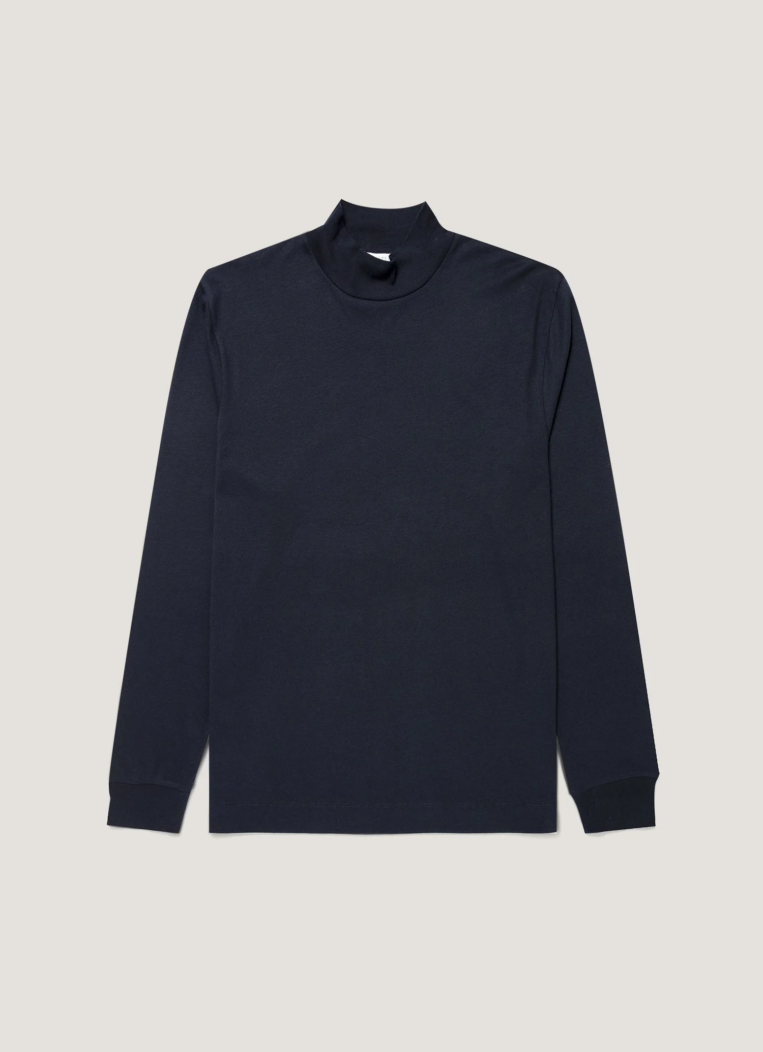 Long Sleeve Brushed Cotton Mock Neck T‑shirt - 1