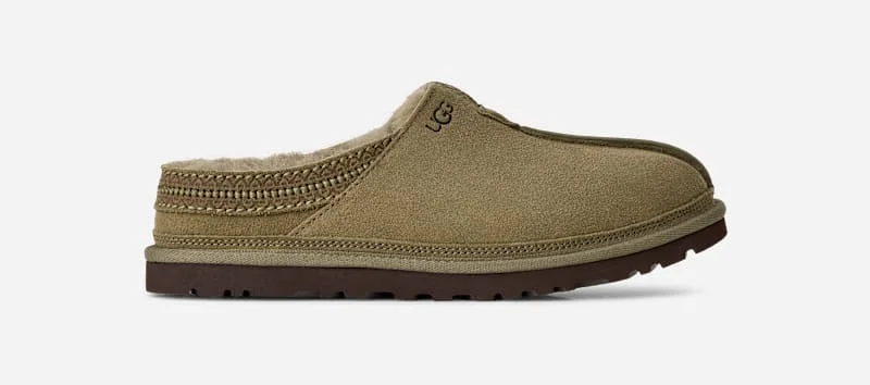 ® Men's Neuman Leather Sheepskin Slippers in Burnt Olive - 1