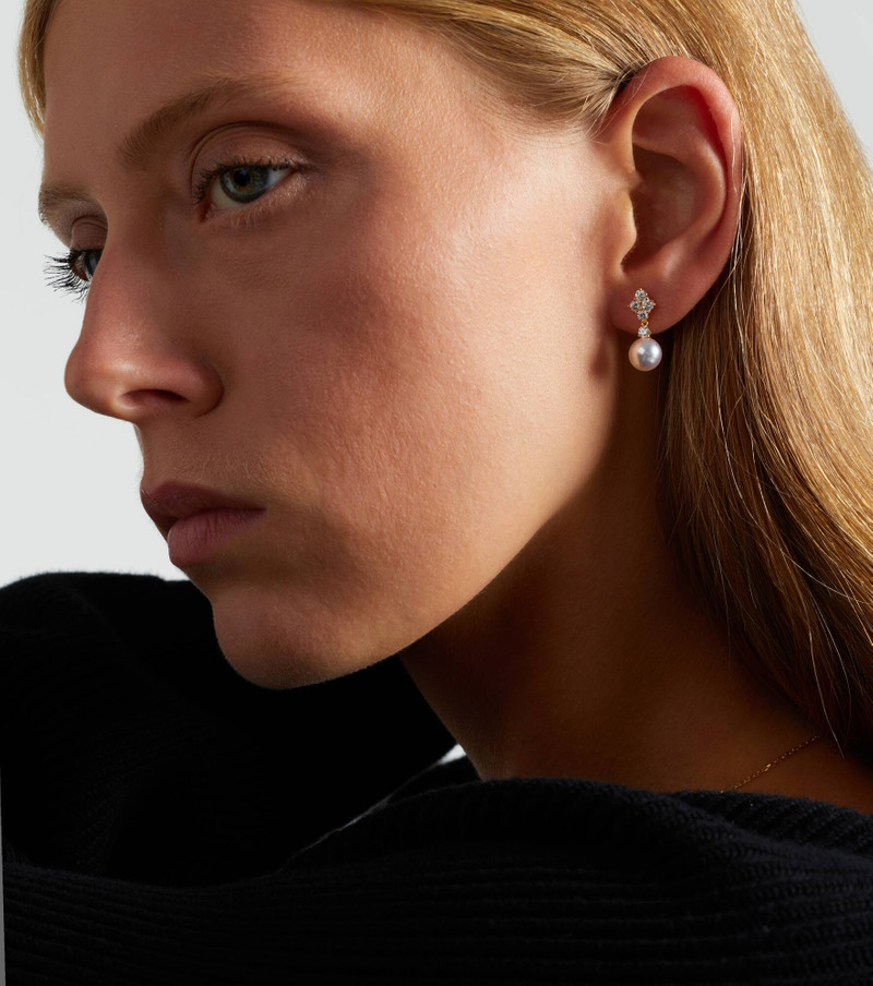18kt gold drop earrings with pearls and diamonds 3