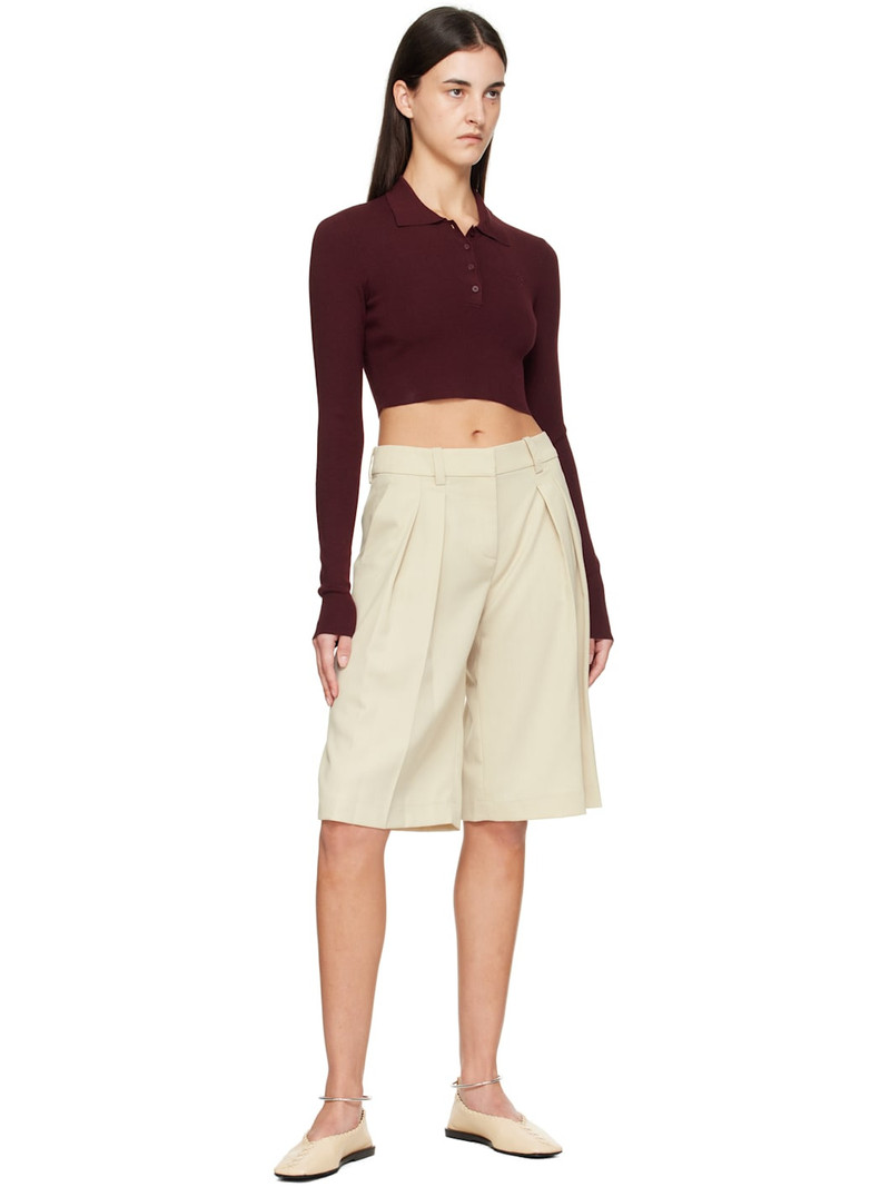 The Frankie Shop Beige Bilbao Pleated Bermuda Shorts outlook