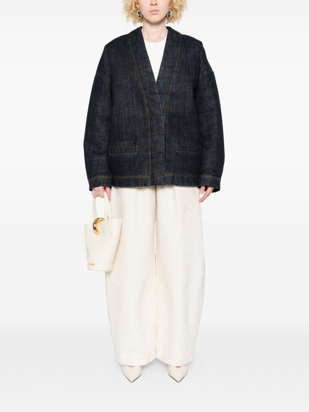 denim contrast-stitching jacket - 2