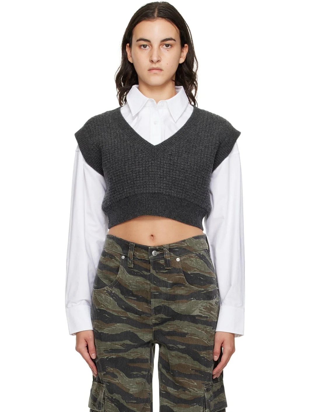 Gray & White Layered Shirt - 1