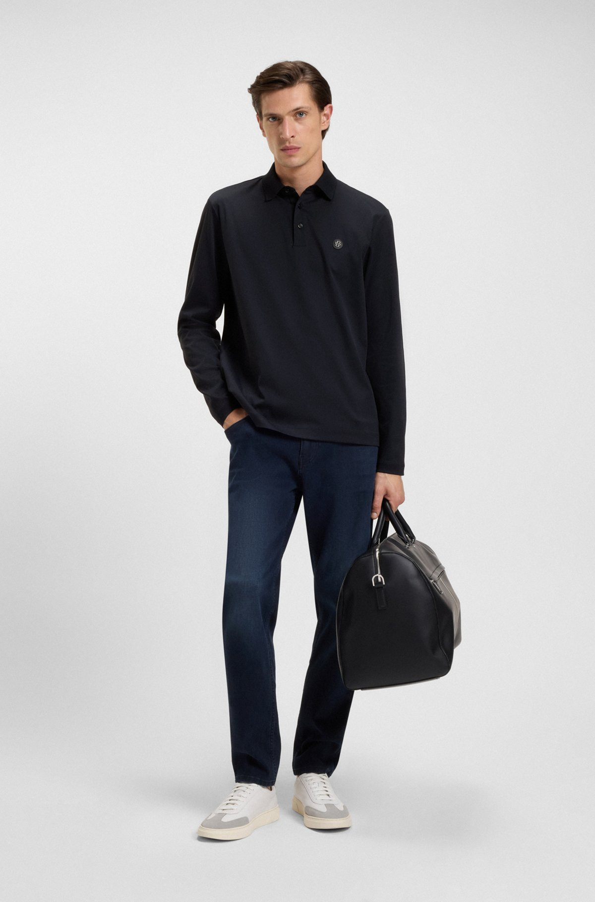 MERCERIZED-COTTON POLO SHIRT WITH DOUBLE B MONOGRAM - 4