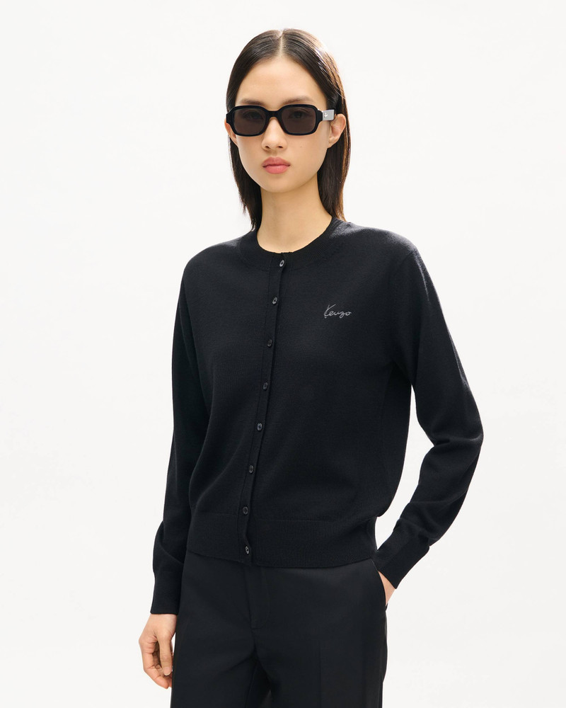 KENZO 'KENZO Signature' embroidered cardigan in merino wool outlook