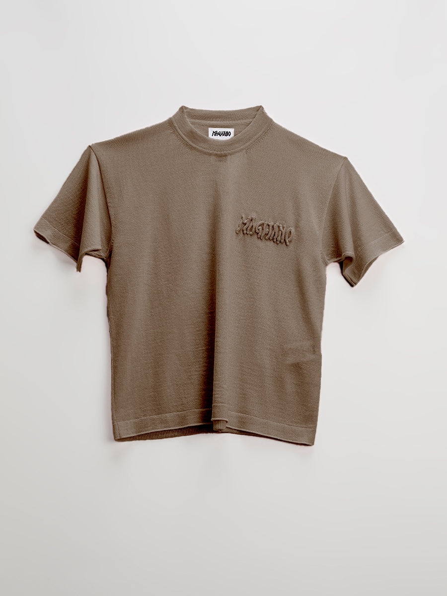 A Chic Knitted Tee Brown - 1